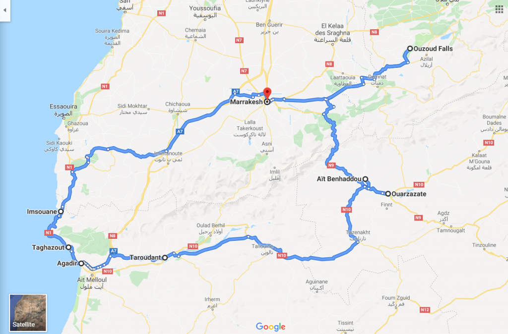 map morocco itinerary