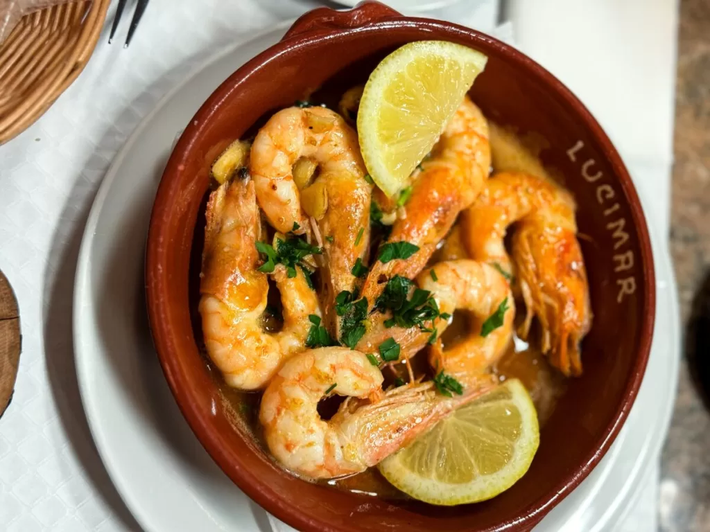 garlic shrimp-traditional food in Lisbon, Portugal